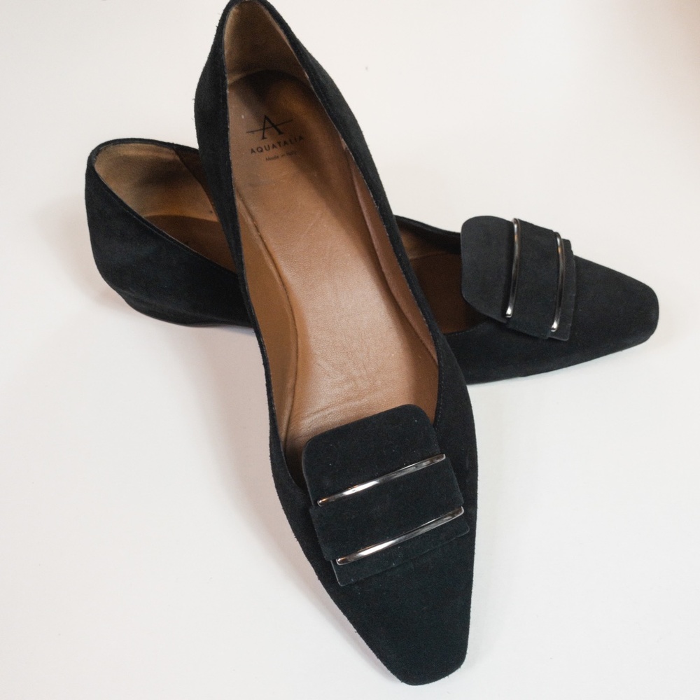 Aquatalia Mindy Suede Pointed Square Toe Flats